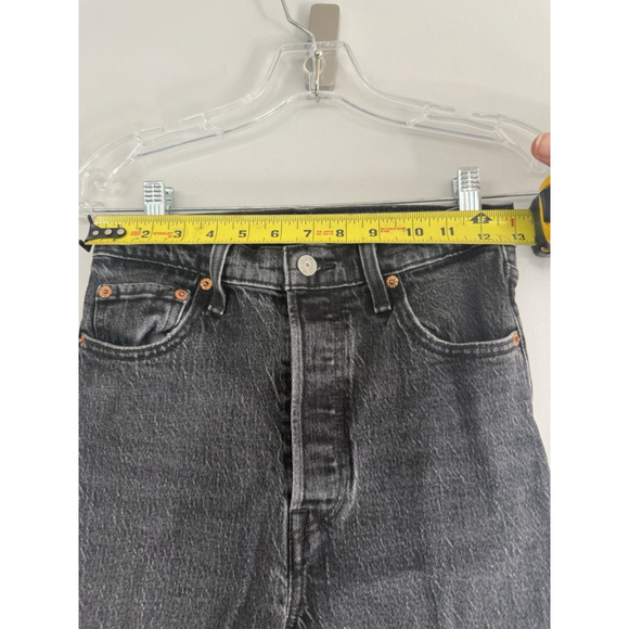 Levi’s Washed Black Ribcage Ankle Straight Leg Cropped Denim Jeans Women’s 26 - Picture 6 of 10